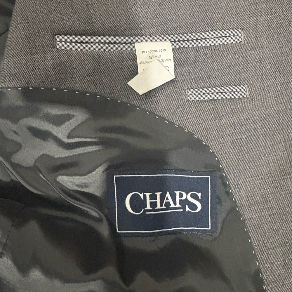 CHAPS Mens Suit Jacket Sport Coat Blazer Size 44R Gray Wool Blend Classic Office - Picture 3 of 12